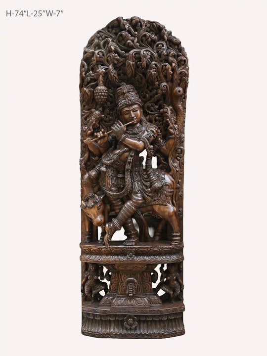Wooden Lord Krishna Jaliwork