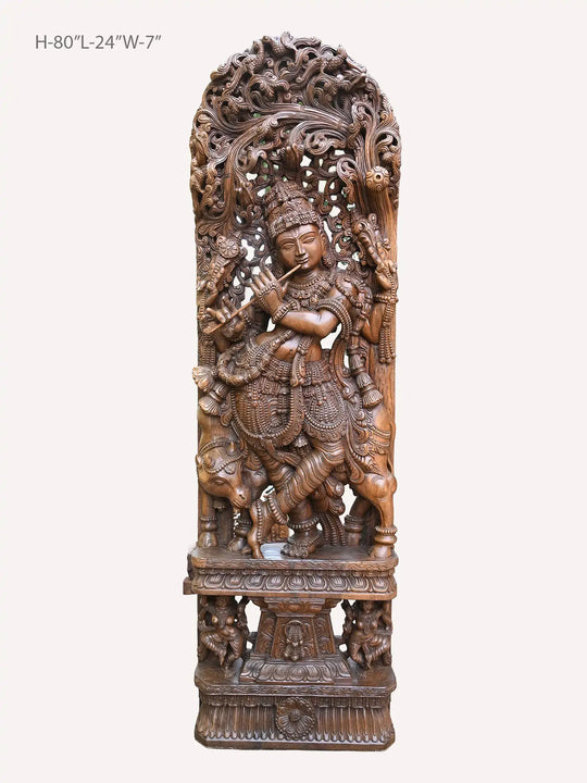 Wooden Lord Krishna Jaliwork