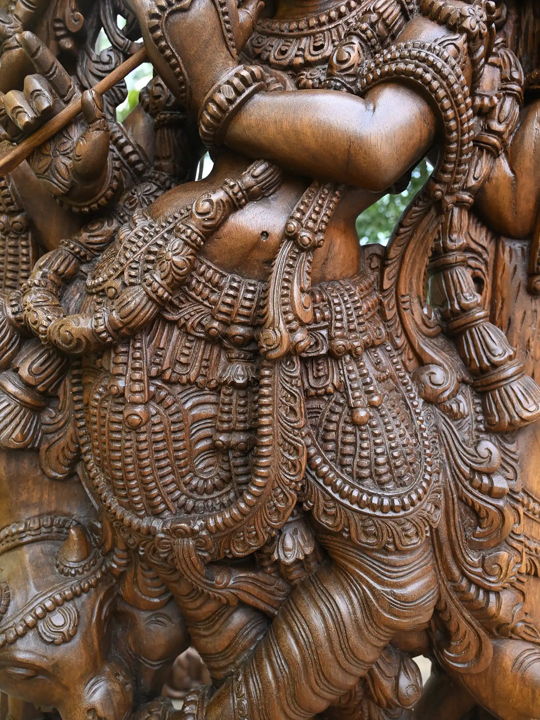 80" Jaliwork Lord Krishna With Cow