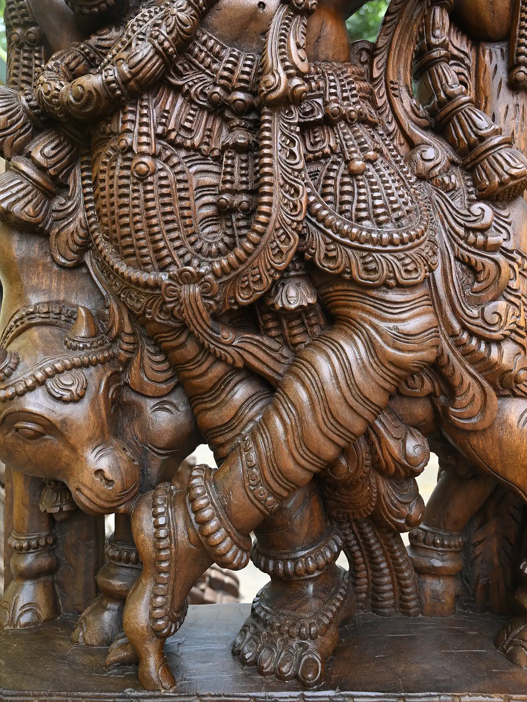 80" Jaliwork Lord Krishna With Cow