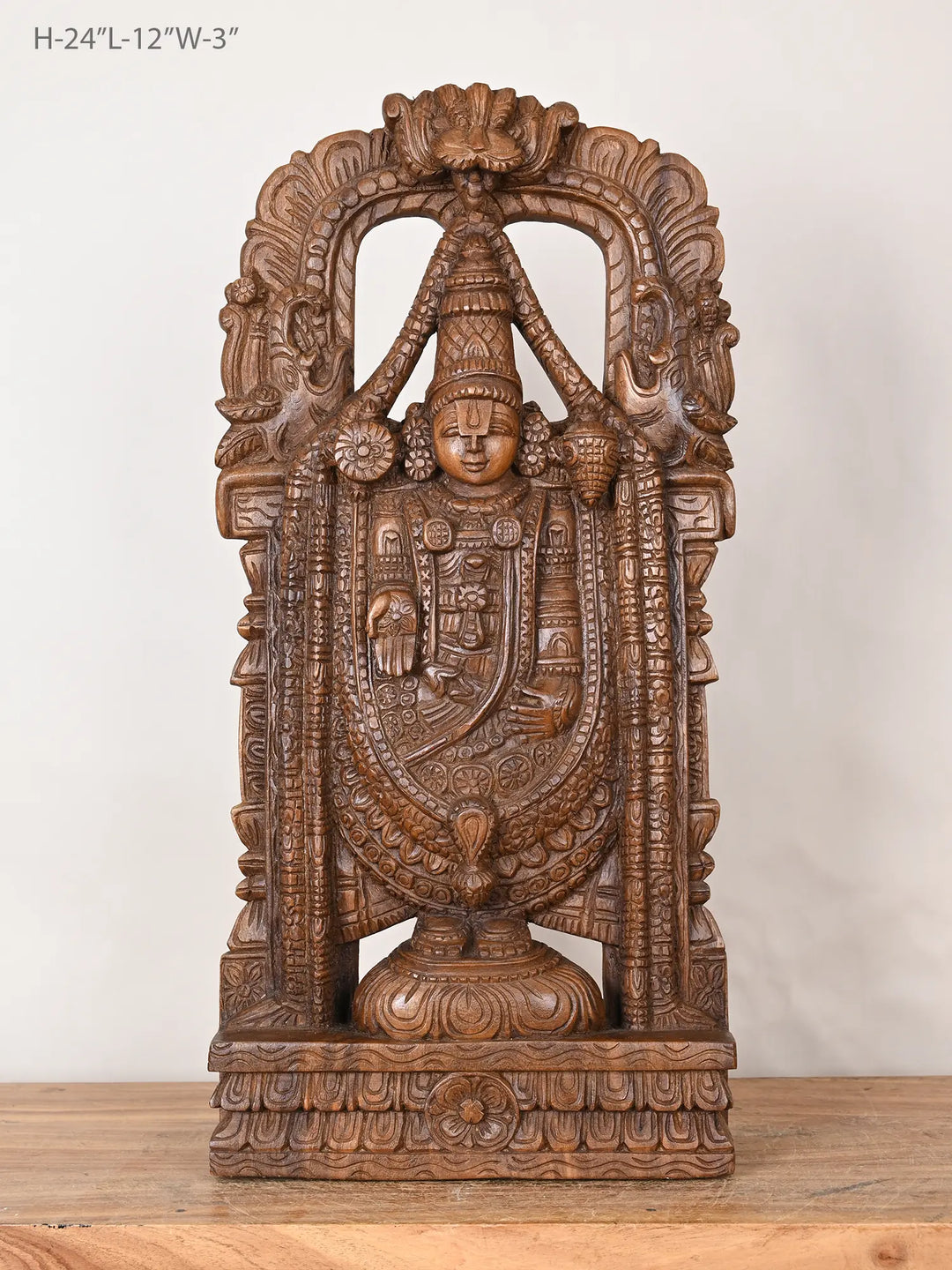 Wooden Lord Venkateswara sculpture
