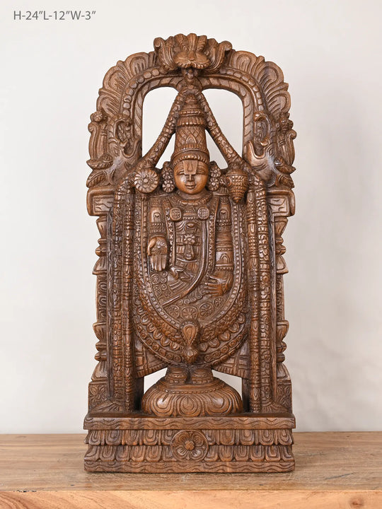 Wooden Lord Venkateswara sculpture
