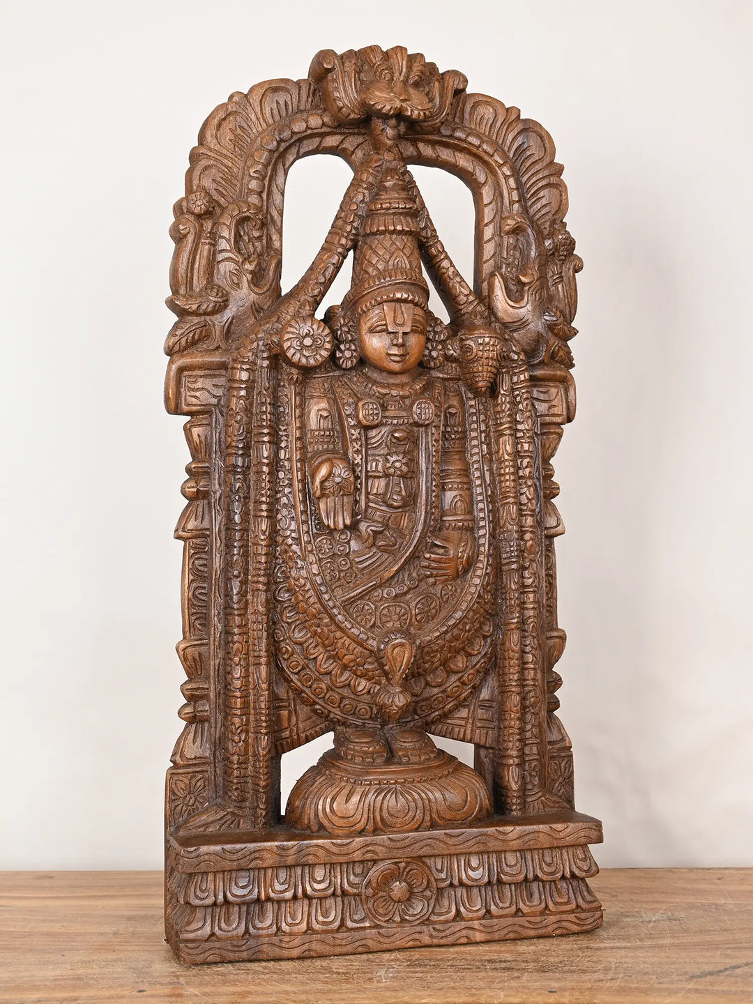 Wooden Lord Venkateswara sculpture