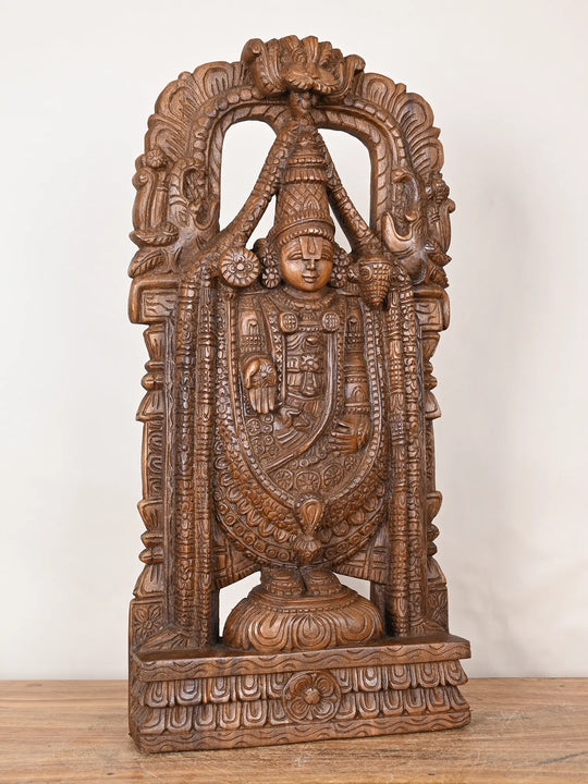 Wooden Lord Venkateswara sculpture