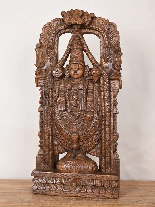 Wooden Lord Venkateswara sculpture