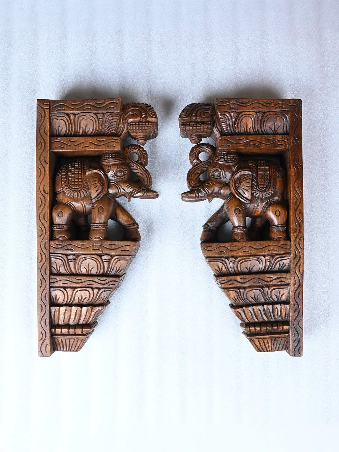 Wooden elephant wall brackets