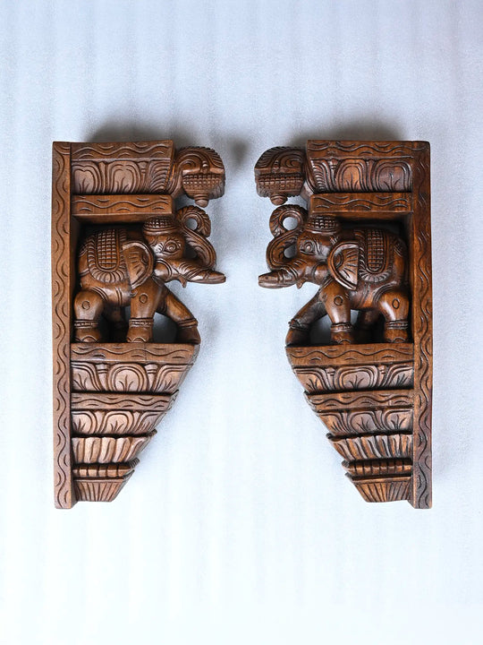 Wooden elephant wall brackets