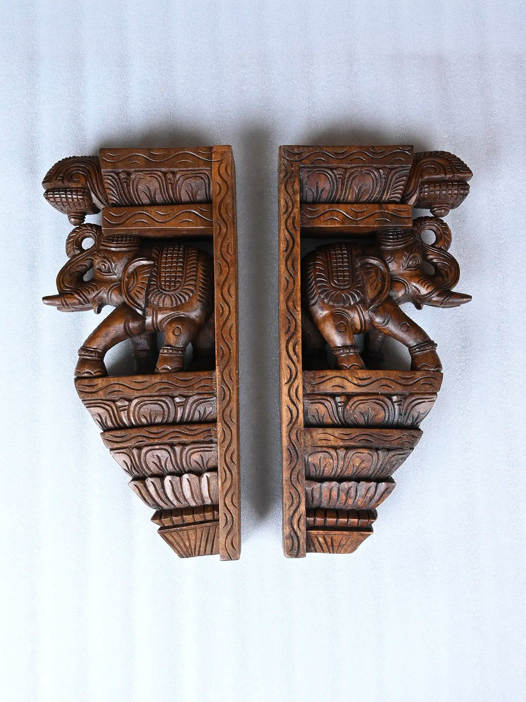 Wooden elephant wall brackets