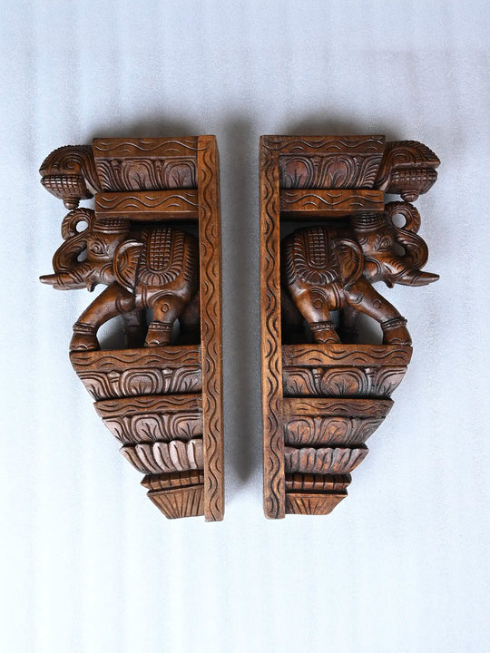 Wooden elephant wall brackets