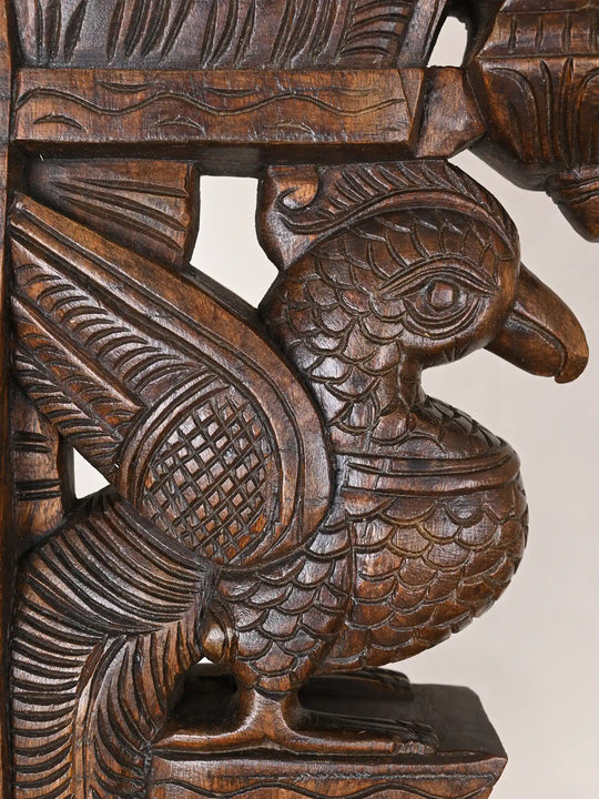 Hand-Carved Peacock Wall Brackets 18"