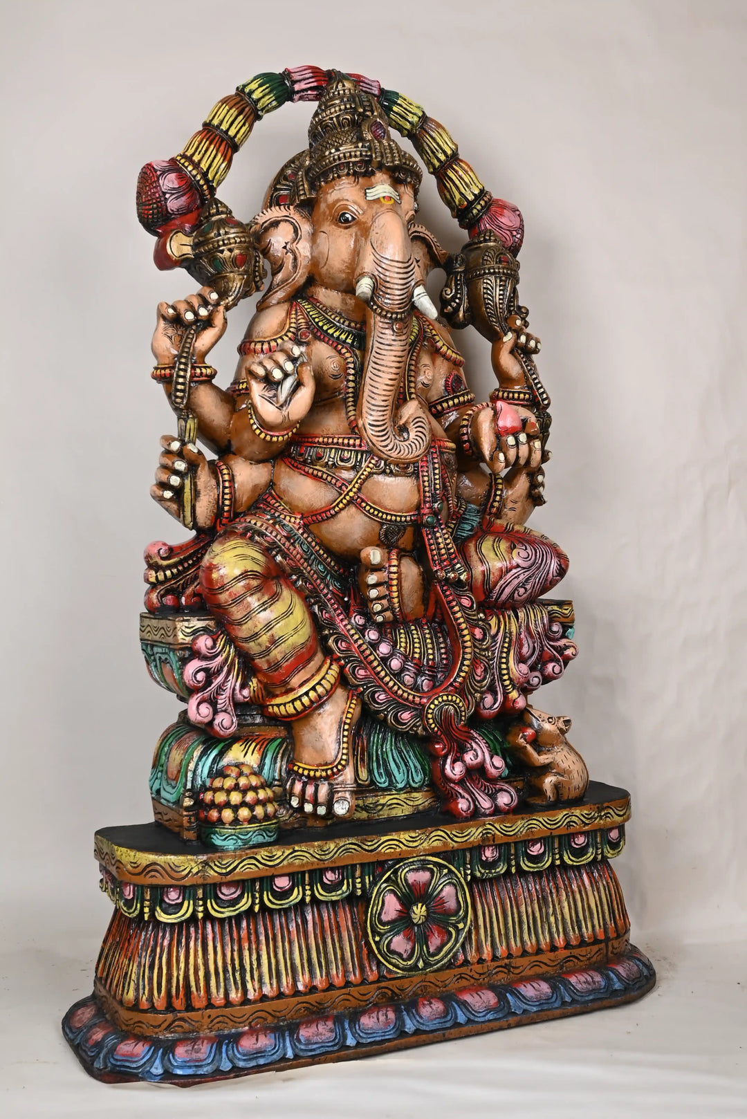 Majestic Mahaganapathi Wooden Sculpture