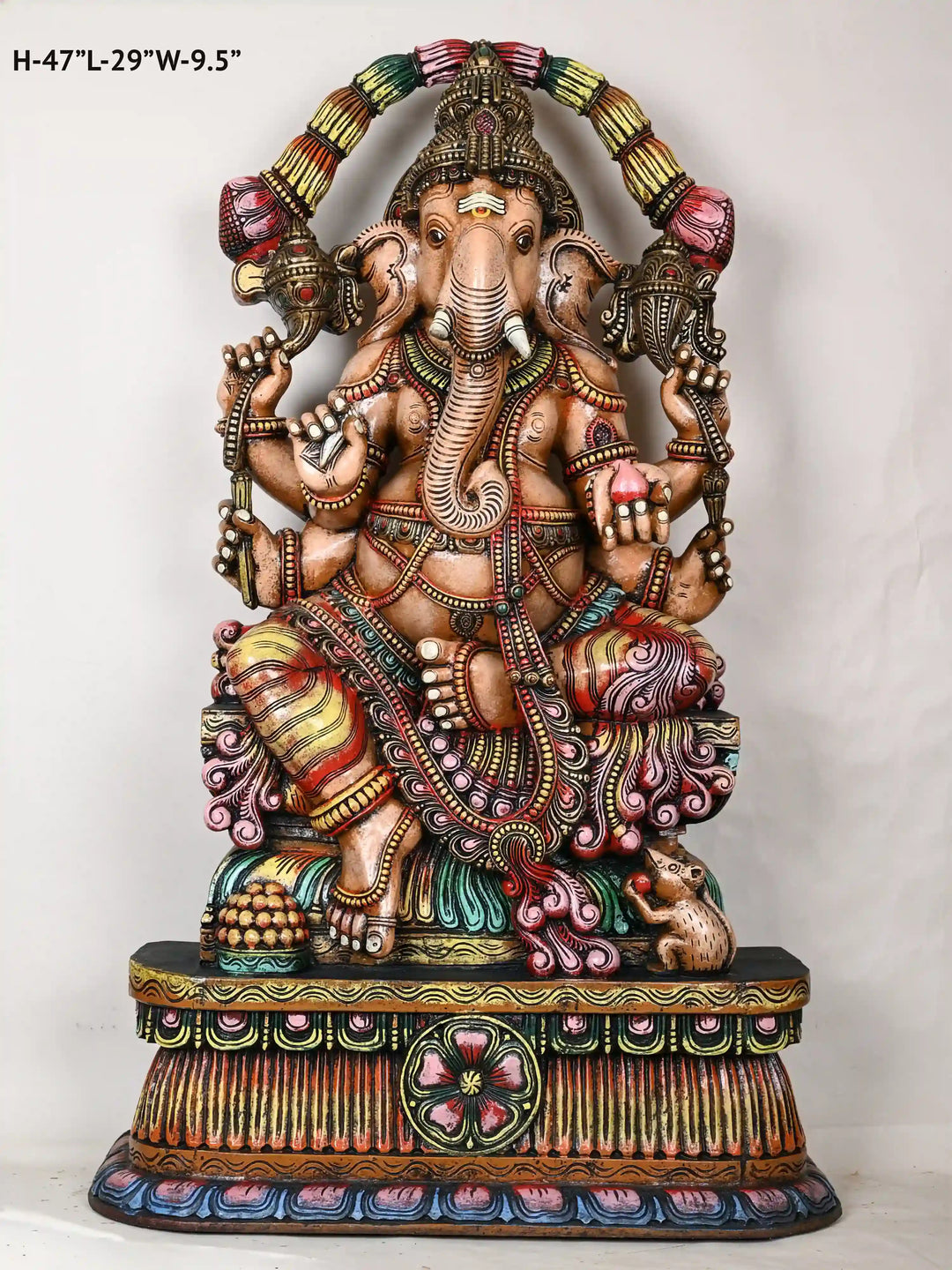 Majestic Mahaganapathi Wooden Sculpture