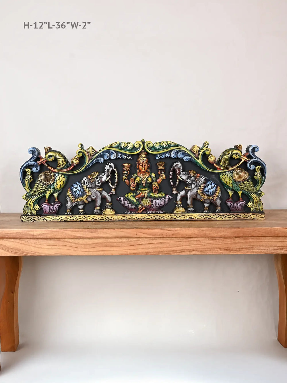 Gajalakshmi wooden wall decor panel