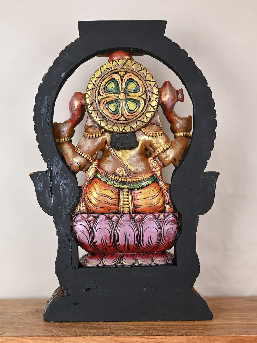 Divine Multicolour Arch Ganapathi Statue on Lotus 35"