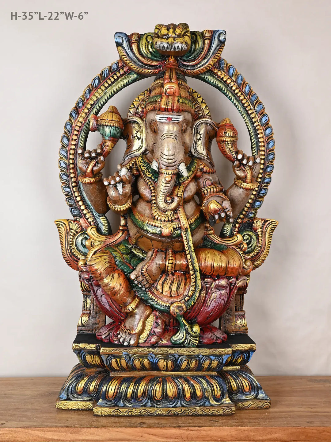 Wooden Arch Ganesha statue
