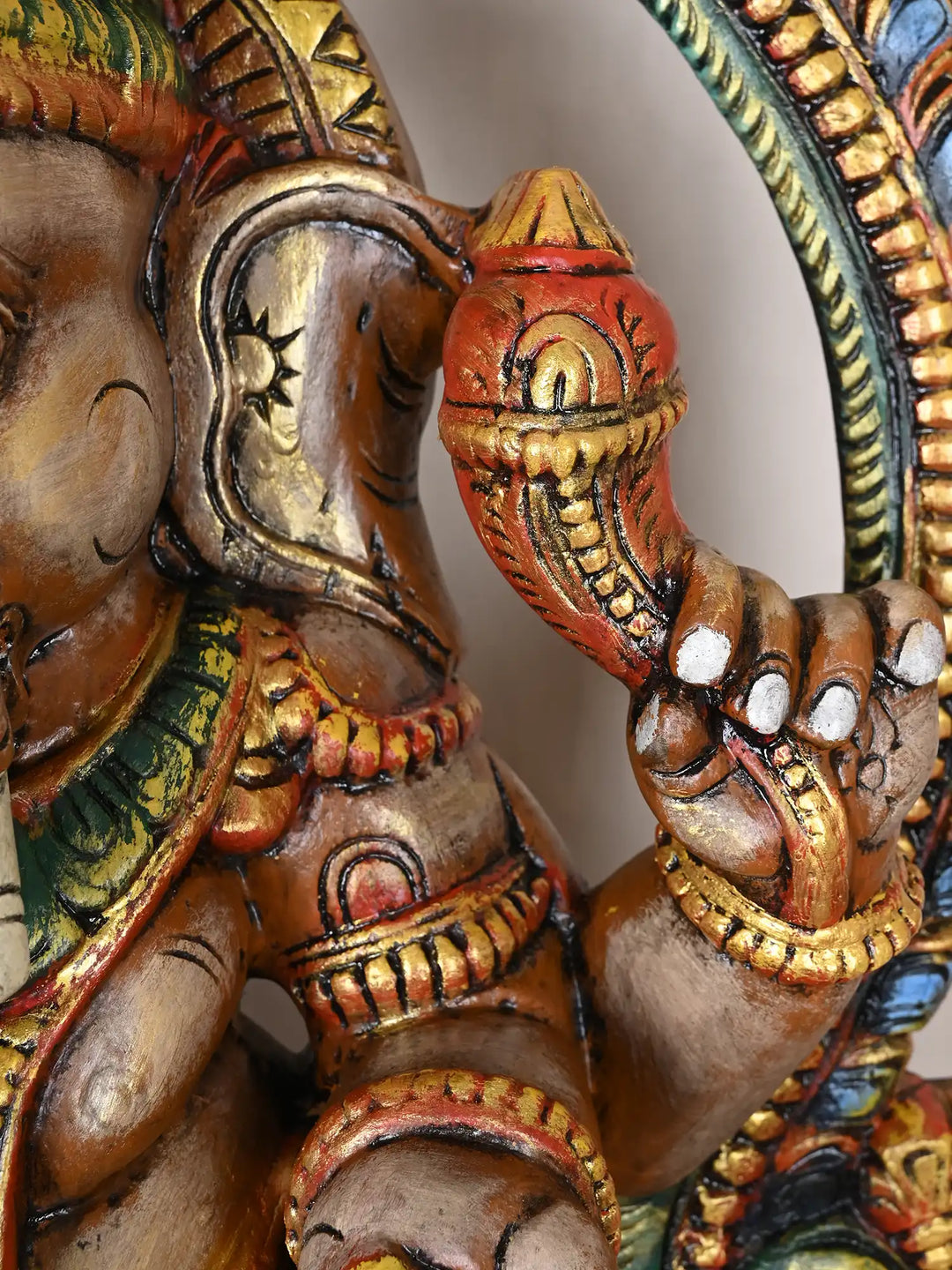 Divine Multicolour Arch Ganapathi Statue on Lotus 35"