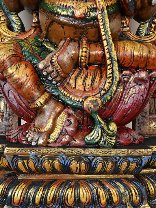 Divine Multicolour Arch Ganapathi Statue on Lotus 35"
