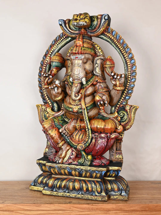 Wooden Arch Ganesha statue