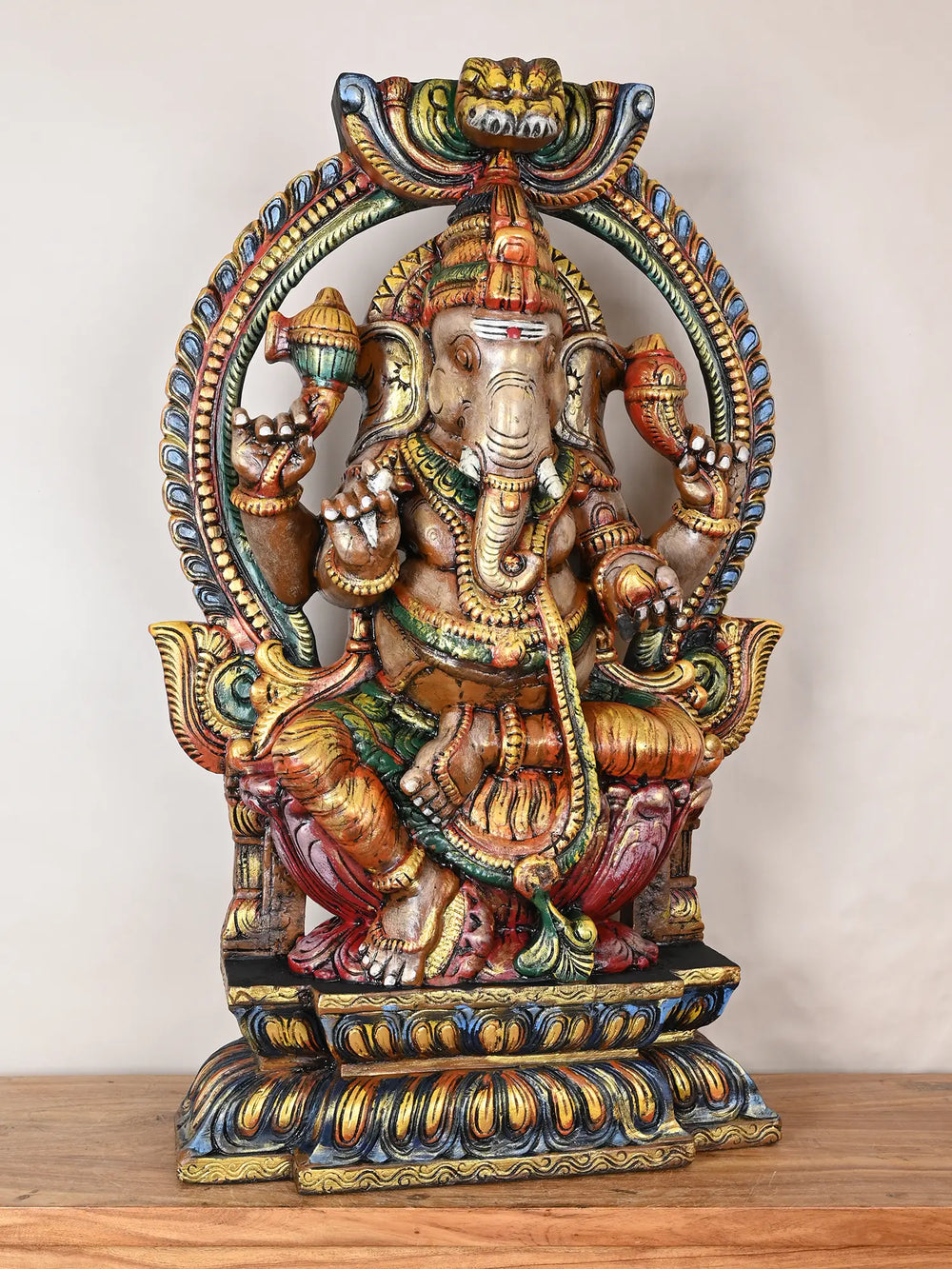 Wooden Arch Ganesha statue