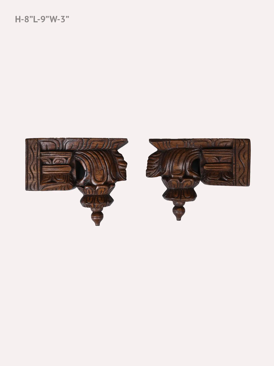 wooden pair of bodhil brackets