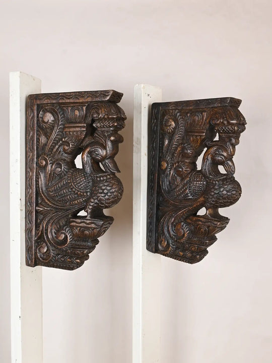 Pair Of Hand- carved Hamsa Wall Braackets 12"