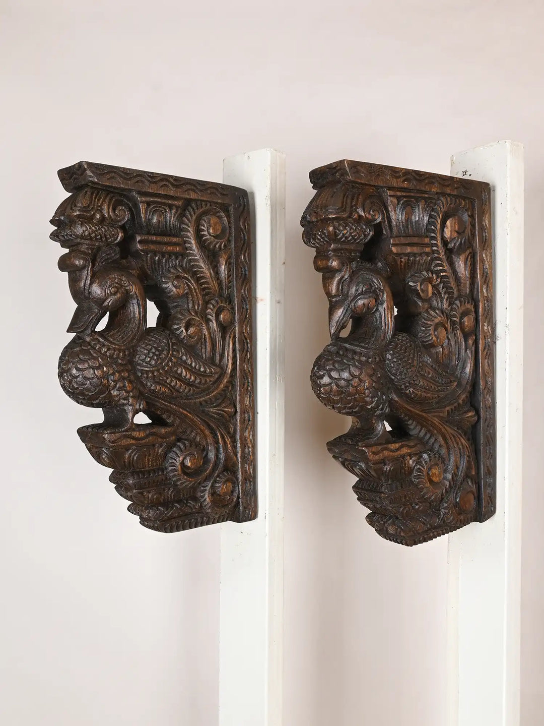 Pair Of Hand- carved Hamsa Wall Braackets 12"