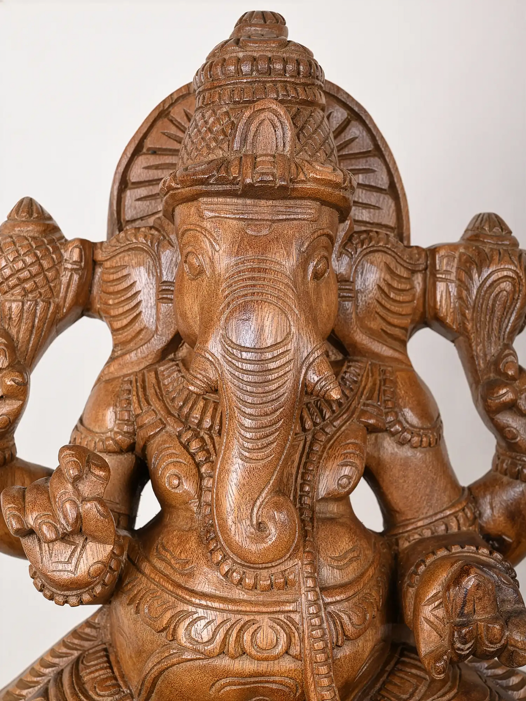 Blessing Ganesha Statue in Natural Wood Finish 2ft