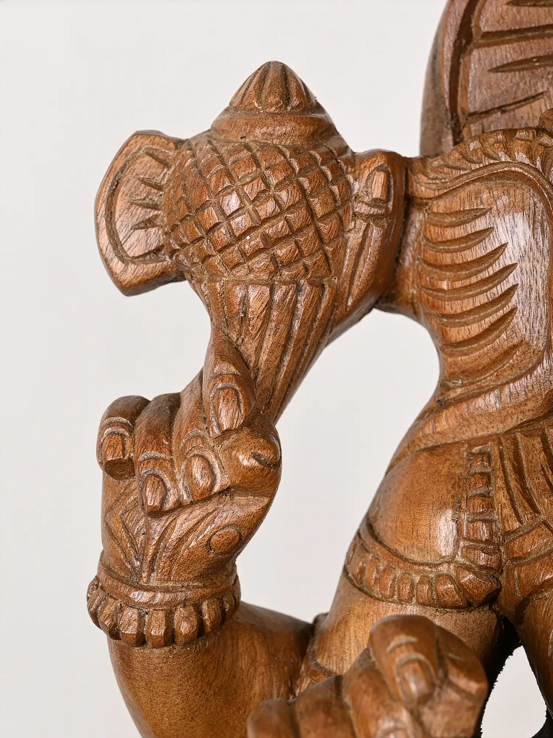 Blessing Ganesha Statue in Natural Wood Finish 2ft