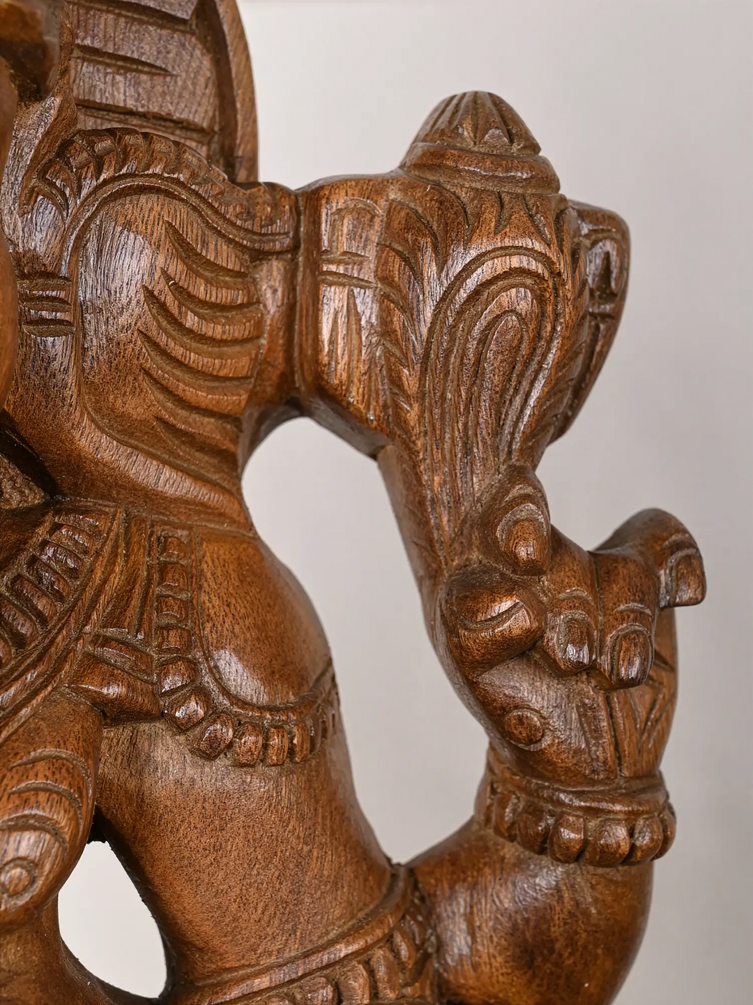 Blessing Ganesha Statue in Natural Wood Finish 2ft