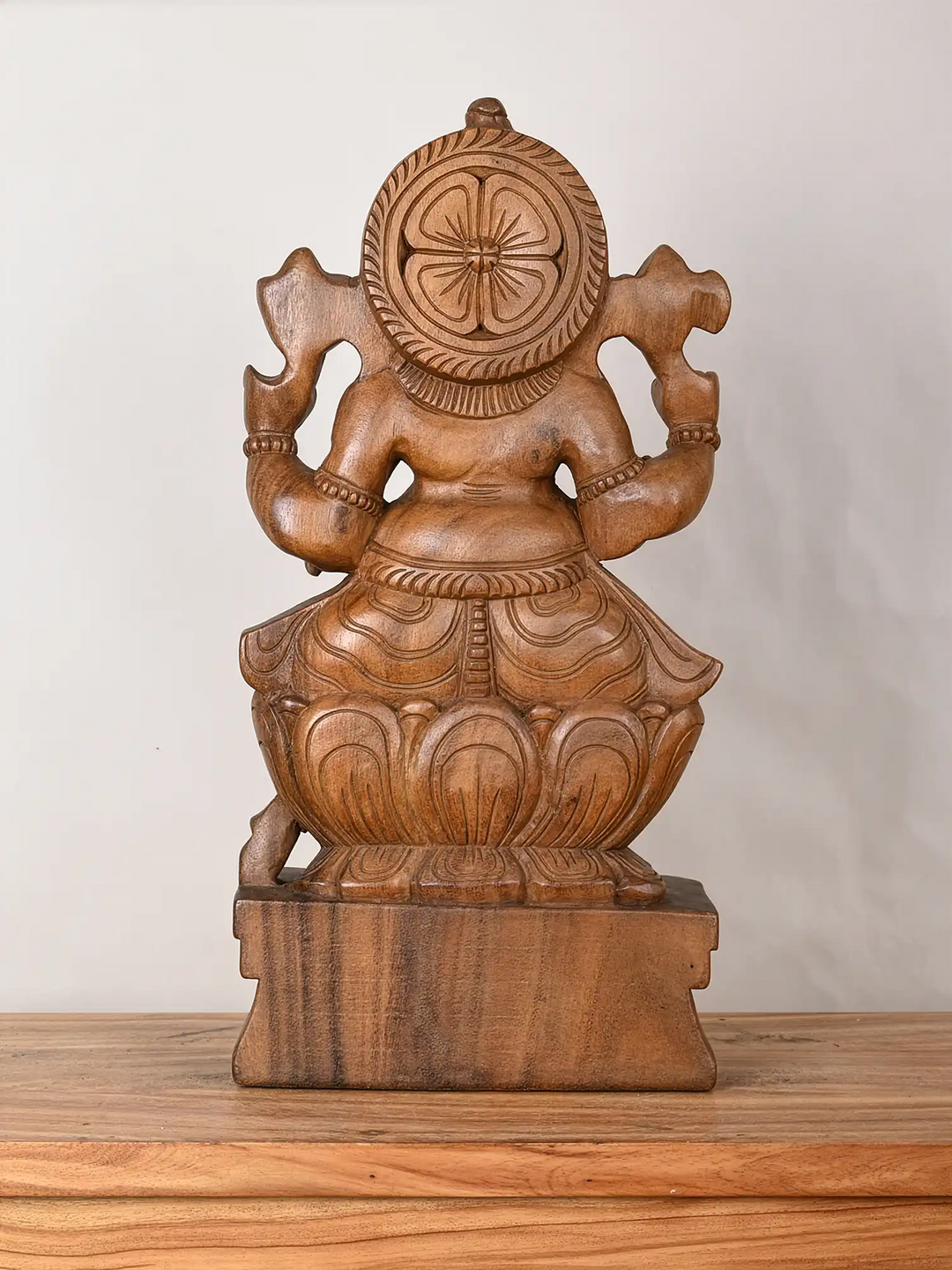 Blessing Ganesha Statue in Natural Wood Finish 2ft