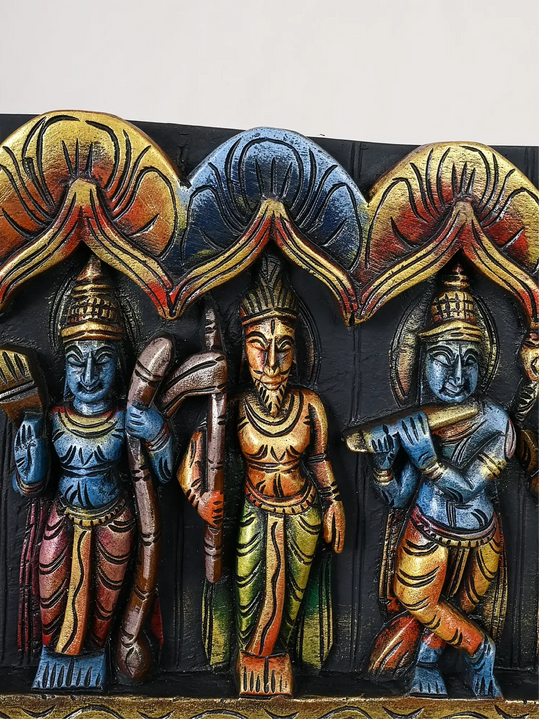 Dasavatar Wall Panel Handmade Horizontal Coloured Artwork 37"