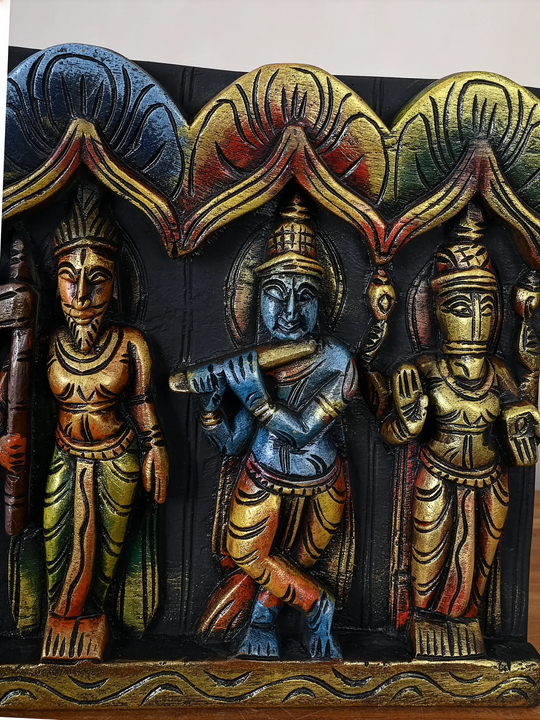 Dasavatar Wall Panel Handmade Horizontal Coloured Artwork 37"