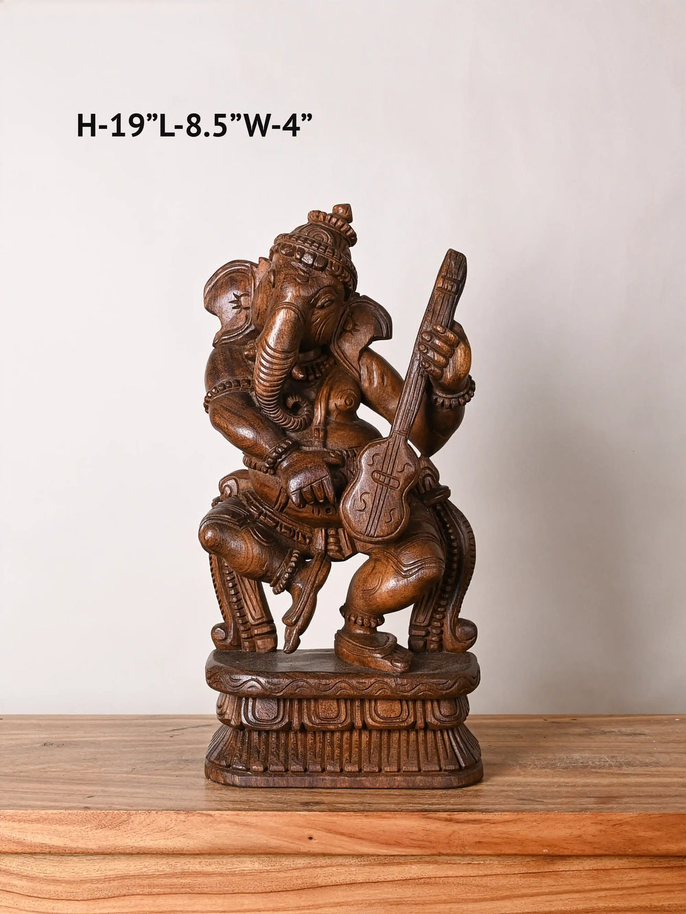 wooden musical ganesh idol