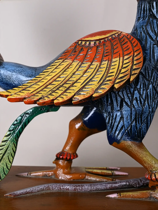 Wooden Lord Murugan’s Mayil Vahanam Decorative Sculpture