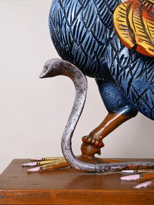 Wooden Lord Murugan’s Mayil Vahanam Decorative Sculpture