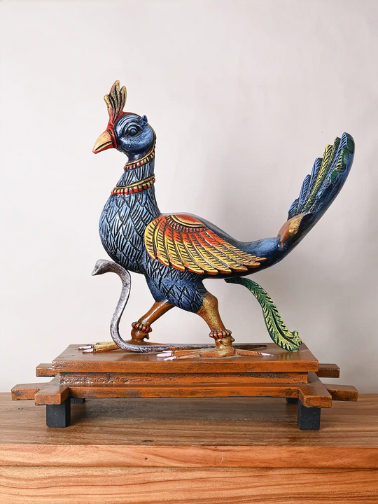 Wooden Lord Murugan’s Mayil Vahanam Decorative Sculpture