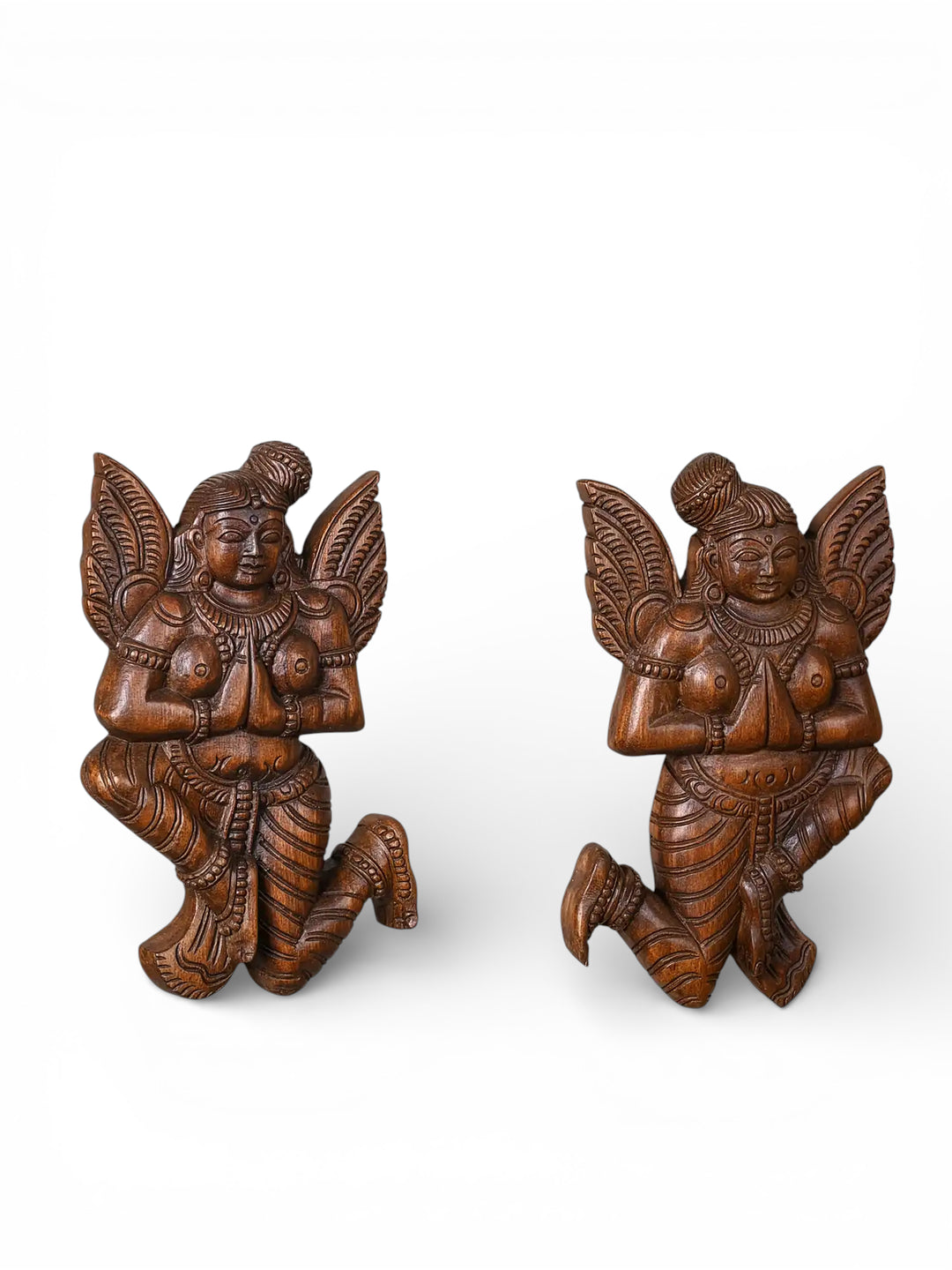 Wooden Gandharvas Wall Brackets (Pair) 12"