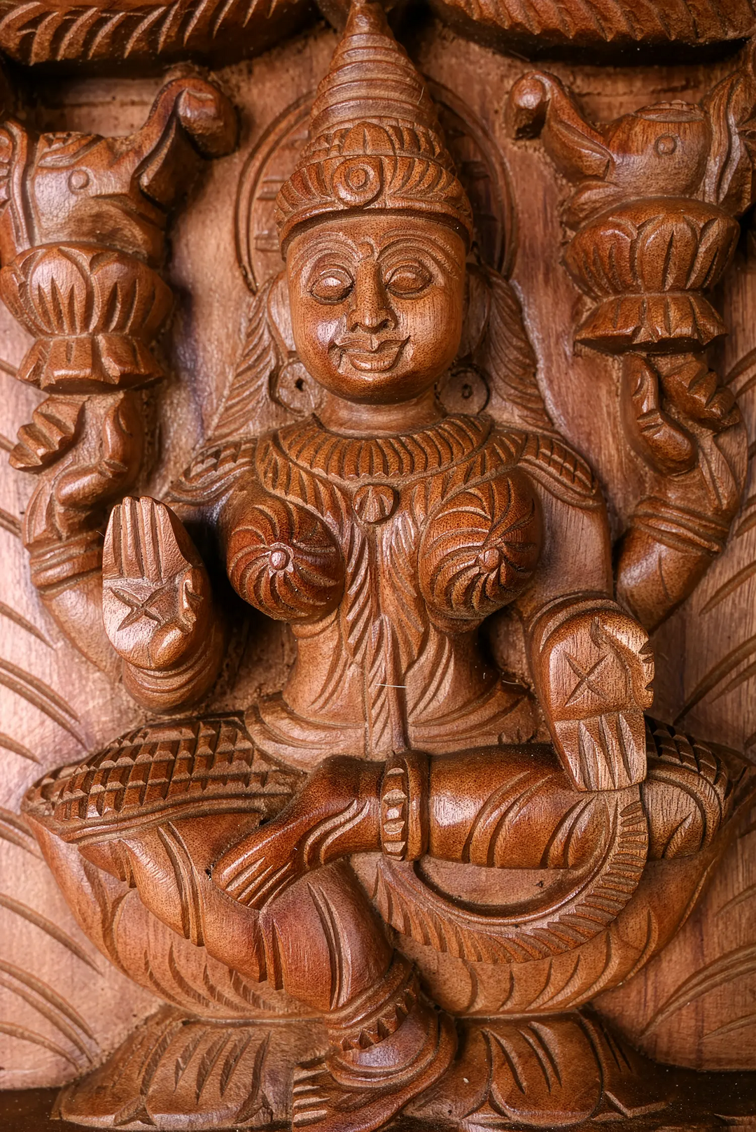 Handcrafted Wooden Asta lakshmi vertical wall panel-48"