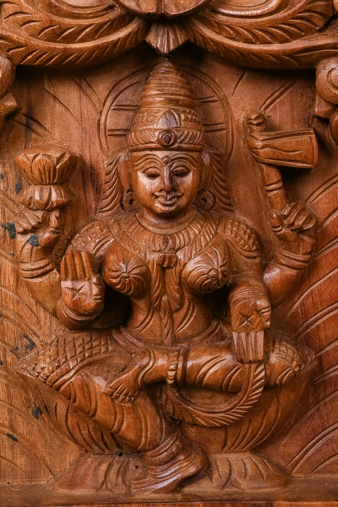Handcrafted Wooden Asta lakshmi vertical wall panel-48"