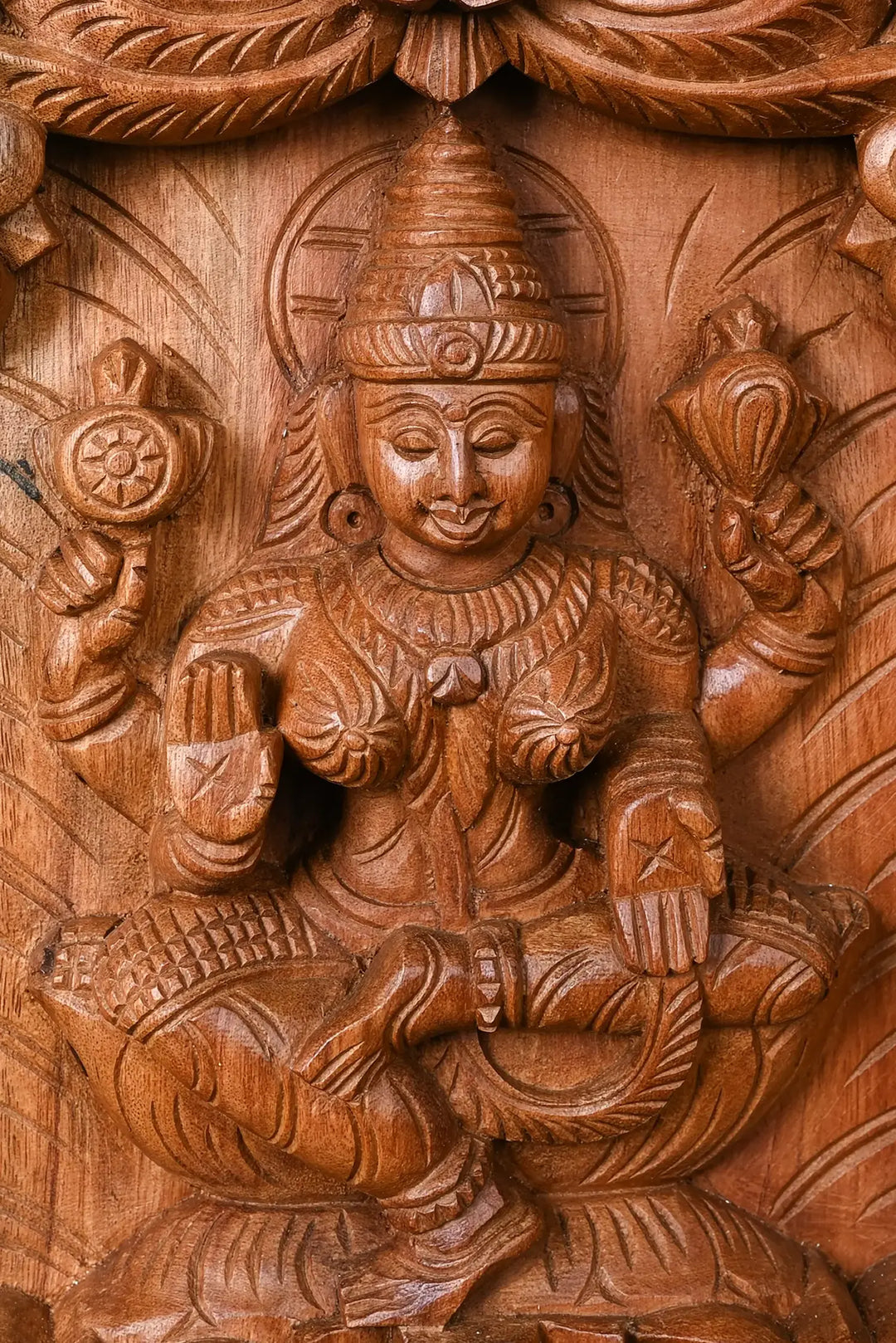 Handcrafted Wooden Asta lakshmi vertical wall panel-48"