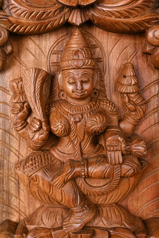 Handcrafted Wooden Asta lakshmi vertical wall panel-48"
