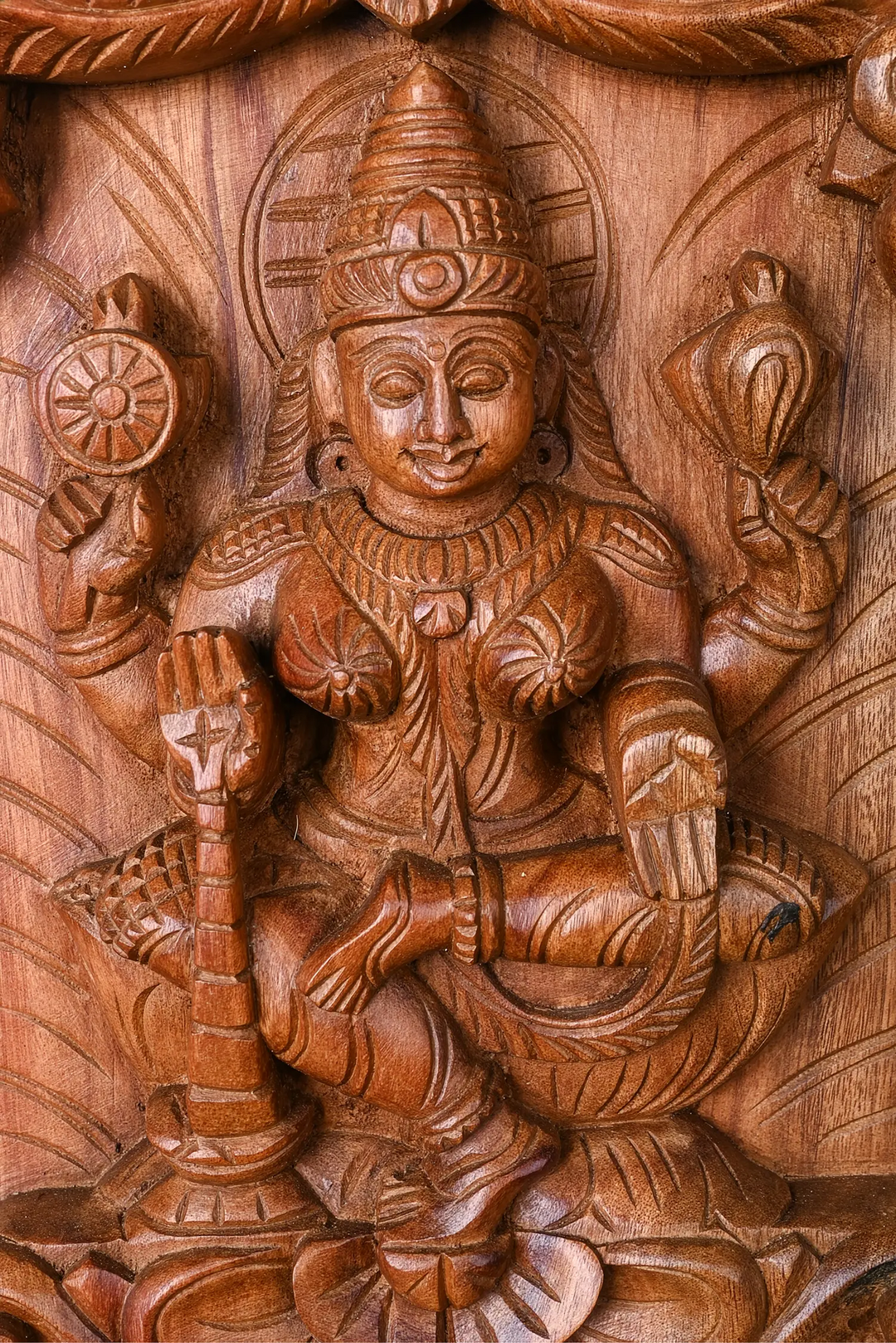 Handcrafted Wooden Asta lakshmi vertical wall panel-48"