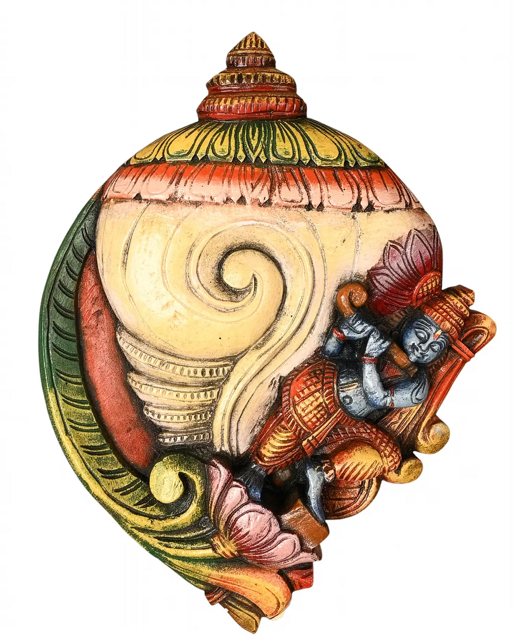 Krishna Emerging from Sacred Conch (Shankha) Wall Sculpture