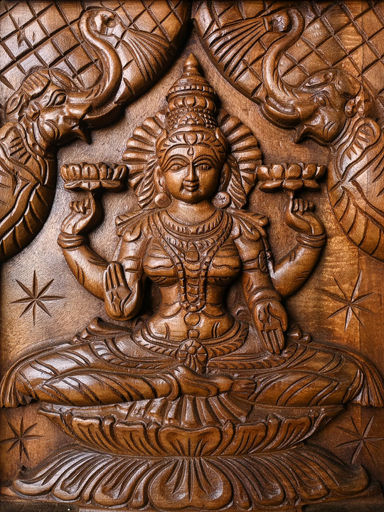 Wooden Gjalakshmi wall mount panel 18"