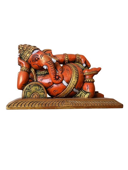 wooden resting ganesh statue