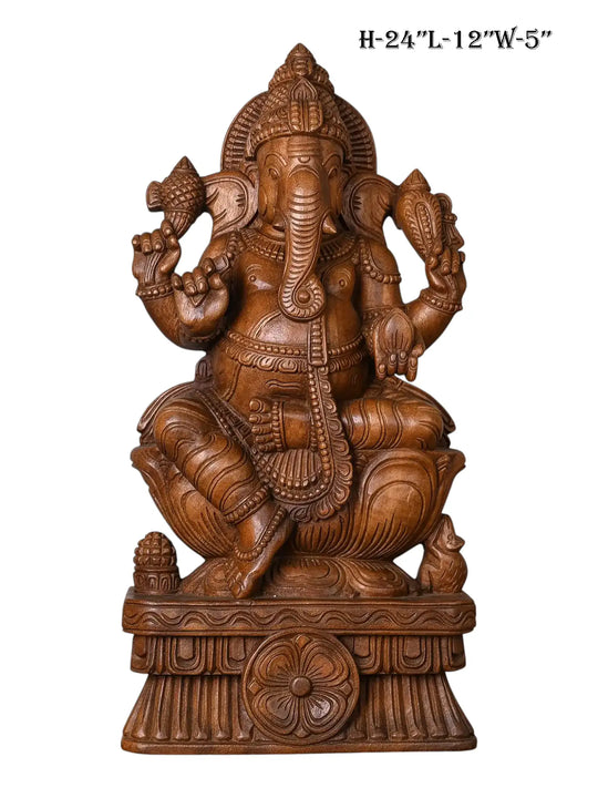 Wooden Statue Of Lord Ganapathi Moorthi 2ft