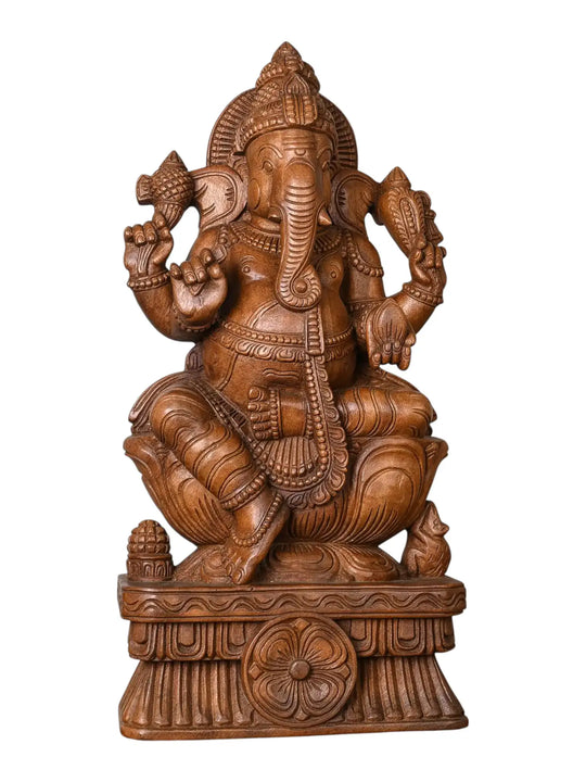 Wooden Statue Of Lord Ganapathi Moorthi 2ft