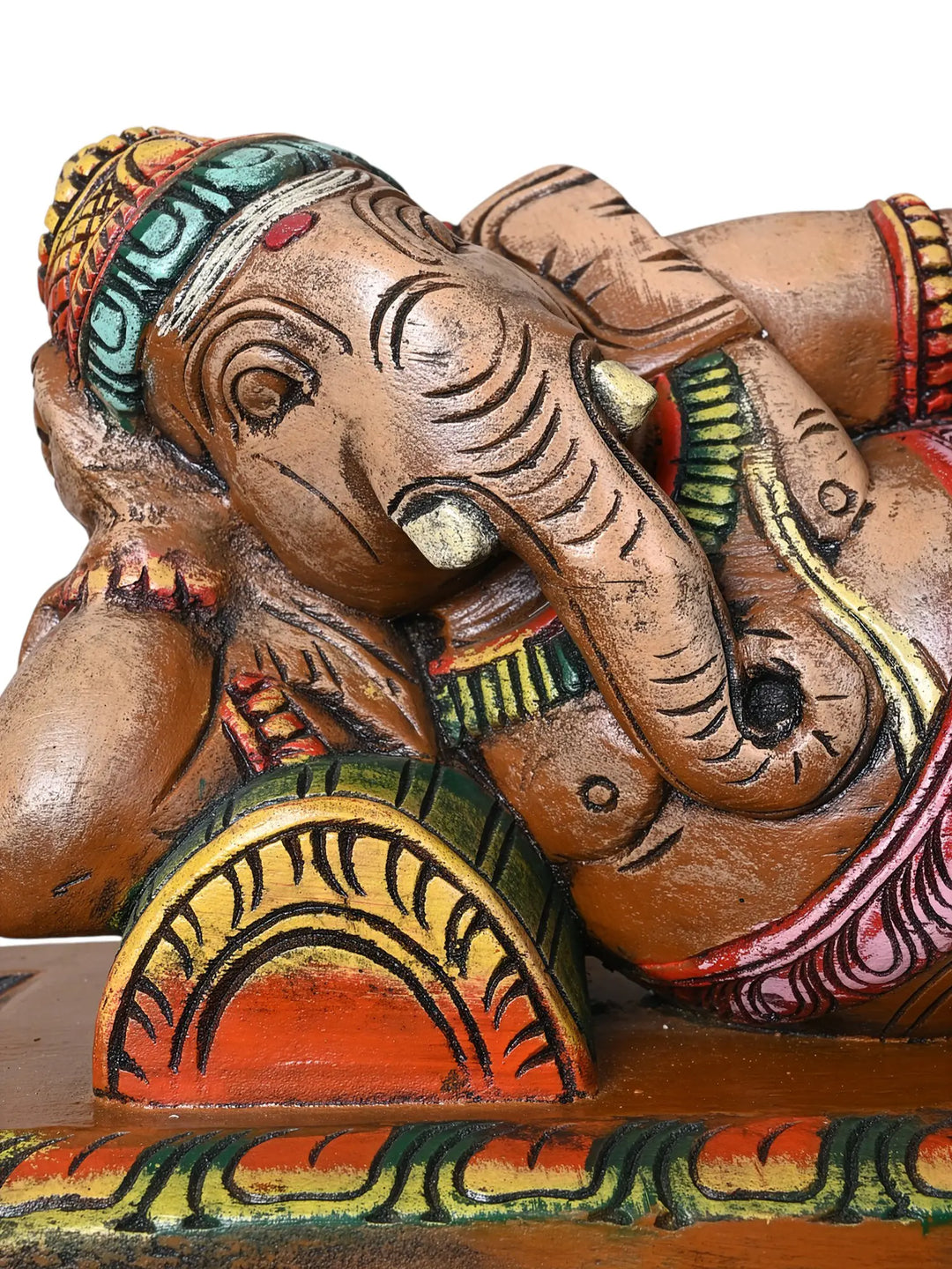 Statue Of Wooden Lord ganesha in resting posture 12"