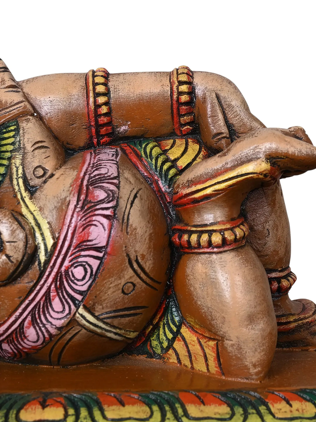 Statue Of Wooden Lord ganesha in resting posture 12"