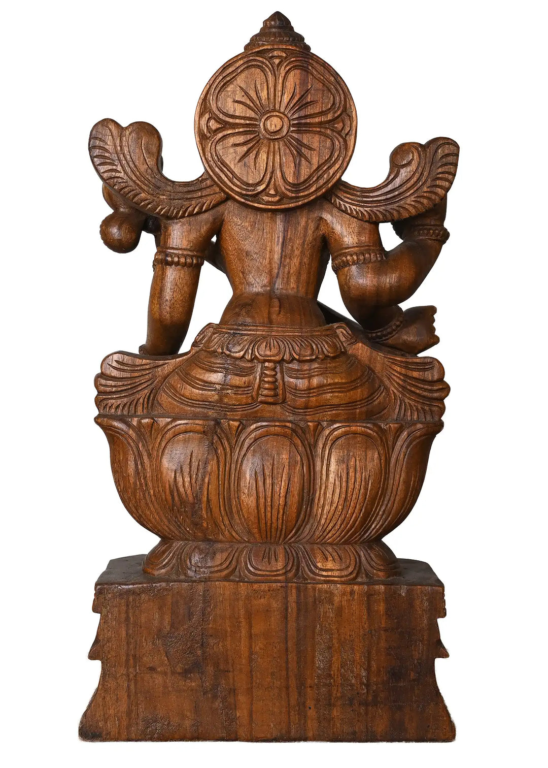 Wooden handcarved statue of goddess Saraswathi 24"